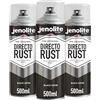 JENOLITE Directorust Vernice Satinata (3 x 500ml) | NERO | Vernice spray multisuperficie | Per l'uso su aperture in legno, metallo, plaspa, ceramiche e arrugginite | RAL 9005