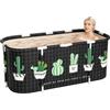 Plasaig Vasca da bagno portatile, vasca da bagno pieghevole da 115cm, vasca da bagno addensata a 7 strati con supporto in metallo, SPA (Stile Cactus)