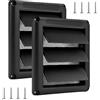 GOEDCH 2 griglie di protezione dalle intemperie con lamelle mobili: diametro 100 mm, griglia di scarico con mobile, rete per insetti e viti, dimensioni esterne 150 x 150 mm, griglia di ventilazione