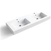 BALNEO MAXI Lavabo Lavabo da Appoggio Quadrato 120x46cm Doppio con Foro per Rubinetto, con Foro per Troppo Pieno, Resistente Ai Prodotti Chimici, Caldo Al Tatto, Resistente, Bianco in Conglomerato