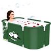 TECKZOON Vasca da Bagno Portatile, Vasca da Bagno Pieghevole per Adulti con Cuscini per Interni ed Esterni, Doccia Idromassaggio SPA, 120 x 55 x 50 cm (Verde)