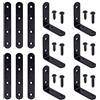 Swpeet - Set di 86 staffe angolari in ferro nero e acciaio inox, staffe a L in metallo e staffe piatte dritte per mensole di supporto, piastra di giunzione con viti (65 x 65 x 3 mm, 130 x 20 x 3 mm)