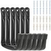 Windfromort Ganci da Parete 12x9 cm - 6 Pezzi Ganci a J in Acciaio Resistenti per Garage - Porta Bici da Muro Regolabili, Supporti da Parete per Attrezzi, Scale ed Equipaggiamento (Nero)