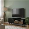 Dmora - Mobile porta TV Yvette, Credenza da soggiorno, Armadio basso per TV, Base parete attrezzata, 150x40 h60 cm, Nero e Noce