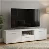 Dmora - Mobile Porta TV Fernande, Credenza da Soggiorno, Armadio Basso per TV, Base Parete attrezzata, 147x40 h38 cm, Bianco