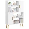 Yaheetech Libreria 4 Ripiani 2 Ante 80 × 23,5 × 120,5 cm Bianco | Mobile Autoportante Multi-Livello Alto, 4 Ripiani Ampi e 2 Ante, Organizzatore Portaoggetti per Casa e Ufficio