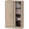 Muebles Pitarch | Armadio Ausiliario Multiuso basso porte scorrevoli per pulizia, cucine, gallerie, uffici 120x74x33cm (altezza x larghezza x profondità), Bianco e Rovere Cambrian, Collezione Tibet