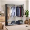 Dmora Armadio Multiuso Grande Janelle, Mobile Multifunzionale, Mobiletto scarpiera, Guardaroba Porta Scarpe, 179x62 h220 cm, Grigio