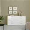 Dmora - Credenza Cosette, Buffet da Soggiorno, Madia da Salotto, Dispensa da Cucina, 140x40 h83 cm, Quercia e Bianco Lucido