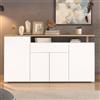 Dmora Credenza Fuhafu 180x40x94h cm Bianco un Cassetto 5 Ripiani, Madia Apertura Battente e Scorrevole