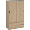 Dmora Armadio Multiuso Grande Melina, Mobile Multifunzionale, Mobiletto scarpiera, Guardaroba Porta Scarpe, 121x60 h200 cm, Rovere