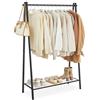 SONGMICS Stand Appendiabiti in Acciaio, con Bastone e Ripiano Portaoggetti | Attaccapanni, 92,5 x 33,5 x 153 cm, per Camera da Letto Guardaroba Lavanderia, Nero Inchiostro, Collezione PATAYE HSR23BK