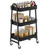 SONGMICS Carrello Scorrevole a 3 Livelli di Acciaio, con 2 Freni e Manici | Trolley da Cucina, Carrello Mobile, Montaggio Facile, Nero Inchiostro e Grigio Tortora, Collezione PATAYE BSC068B01