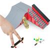 Gr8ware Rampa per skateboard per dita, kit per rampe per mini skateboard Skateboard per dita con accessori Set Puntelli per allenamento per le dita Mini Skate Track Park Giocattolo per adolescenti Studenti