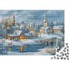 6N2X9A4S Paesaggio di Villaggio Innevato Puzzle 1000 Pezzi Carta per Adulti Scena Notturna Invernale Gioco per Famiglia Relax Arredo Regalo 38x26cm/1000pcs