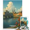 JIANGENNF Puzzle da 1000 pezzi per adulti con poster di Limerick, Irlanda, gioco rompicapo, decorazione per la casa, compleanno e Natale 38x52cm