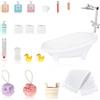 DIELOVEHUA Set di 19 Accessori per il Bagno, 1:12 Miniatura Accessorio con Vasca da Bagno, Mini Dentifricio, Anatra, Carta Lgienica, Accessori Casa delle Bambole, per Decorazione Natalizia