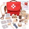 Masonbaby Kit Medico Giocattolo, Valigetta Dottore Bambini con Stetoscopio, Legno Siringa, Borsa Medica Portatile, Gioco di Ruolo Regalo di Compleanno per Bambini 3, 4, 5 Anni