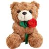 PDirat Orsacchiotto con rosa, peluche decorativo, regalo per fidanzata, San Valentino, compleanno, Natale, decorazione per la casa e supporto emotivo