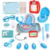 VBACALA Valigetta Dentista Bambini Blu 20 Pezzi,Gioco Dentista con Apparecchio,Spazzolino,Dentifricio e Accessori,Set Dottore con Tabella Lavaggio Denti,Gioco di Ruolo per Bambine e Bambini
