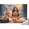 6N2X9A4S Donna con Lupo nella Foresta Puzzle 1000 Pezzi Carta Puzzle per Adulti Tramonto in Montagna Gioco di Puzzle 1000 Pezzi Relax Decorazione Regalo 70x50cm/1000pcs
