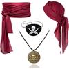 IHLOOTD Set Accessori Pirata Adulto Costume Pirata Accessori Medieval | Bandana Cintura Collana Benda Sull'Occhio per Donna Uomo, Halloween, Carnevale, Festa a Tema, Cosplay