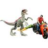 Jurassic Park Dennis Nedry + Velociraptor Dinosauro 9 cm Track & Chase Pack World Mattel