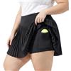 Moon Wood Gonna Tennis Donna Estate Taglie Grandi-Versatile Minigonna Sexy a Vita Alta Gonna Pantaloni Elastico Sportivi con Tasche, Nero, 5X-Large