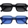 OPULIZE EDG Occhiali da sole uomo e donna, Lenti Antibagliore, Protezione UV, Rettangolare, Cerniere a Molla, Confezione da 2 Nero / Blu