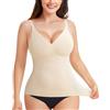 LODAY Compression Tank Tops for Women Tummy Control Shapewear Seamless Body Shaper Workout V-Neck Camisole Cami Tops (Beige, X-Large)