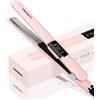 PRITECH Piastra per capelli,Pannello riscaldante in titanio,Schermo LCD, ferro piatto in titanio con temperatura regolabile 150-230°C, tensione universale, Piastra per capelli TA-2413(rosa)