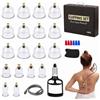 weiclianhp Set di Coppettazione 18 Pezzi, Set Ventose con Pompa a Vuoto | Kit Coppettazione Professionale, Cupping Therapy, per Viso e Corpo, Contro Tensioni e Cellulite e Drenaggio Linfatico