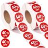Generic 2 rotoli di adesivi, 2,5 cm, 40% di sconto sulle etichette promozionali, etichette rotonde per prezzi, etichette ridotte, cartelli di vendita per negozi al dettaglio, supermercati, negozi, garage