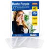 NIKOFFICE Buste Forate A4 Antiriflesso - 100 Pezzi - 22x30 cm - 60 Micron - Trasparenti - Porta Documenti Foratura Universale per Ufficio Scuola Casa