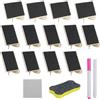 DAVIDJAMESCLARKE 13 pezzi mini lavagne nere con supporto, lavagnette cancellabili piccole, lavagnette cancellabili mini, con 1 cancellino per lavagna, 1 panno per la pulizia, 2 penne, per carte da tavolo, compleanno