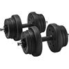 SONGMICS Set di manubri 2 in 1, manubri regolabili con barra extra bilanciere, piastre rivestite in plastica, esercizi fitness, palestra a casa