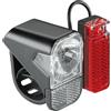 AXA Visto 3 - Set di luci per bicicletta con batterie - Facile da montare - Resistente all'acqua - Con indicatore di carica - Include 3 batterie AAA - Omologato StVZO
