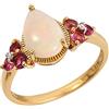 Ivy Gems Argento Sterling placcato oro taglio a pera opale, cabochon rosa tormalina e diamante, 14, Oro Diamante Argento, opale tormalina