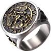JewelryWe Anello Punk San Michele: Anello Grande da Uomo Anello di San Cristoforo in Acciaio Inossidabile Simbolo Preghiere Portafortuna