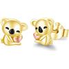 REDSUN Orecchini a forma di koala, in argento Sterling 925, con motivo koala, in oro, per donne e bambini