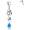 Candyfancy Piercing per ombelico G23 in titanio, ipoallergenico, 14G, con pendente, gioiello per il corpo, da donna, bianco, rosa, blu, 10/12 mm