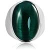 Ayoiow Anelli Punk Acciaio,Anelli Gotico Uomo Anello in Argento con Pietra Ovale Verde Anelli