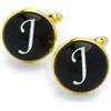 EdelManchet Gemelli - Lettere Iniziali Lettera J Oro Nero - Lettera - 18mm x 18mm - Iniziale Oro Nero