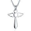 Unendlich U Infinite U - Collana da donna con ciondolo a forma di croce con ali d'angelo, in argento Sterling 925, catenina da 45 cm (con sacchetto regalo), Argento sterling