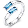Suplight Anello Donna Regolabile Rettangolare con Pietre Portafortuna | Anello Donna Aperto con Pietre Colore Oro/Argento Regalo Donna per Fidanzamento Anniversario