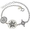 Minoplata Bracciale Tripla Protezione in Argento Sterling 925, Amuleti Nodo di Strega, Tetragramaton e Medaglia Sette Arcangeli, 17 cm con Catena Adattabile