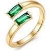 Suplight Anello Donna Regolabile Rettangolare con Pietre Portafortuna | Anello Donna Aperto con Pietre Colore Oro/Argento Regalo Donna per Fidanzamento Anniversario
