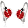 Sakrami orecchini in Argento 925 con Coccinella smaltata - Kids Collection + Confezione regalo personalizzata - per Bambina, Ragazza - idea portafortuna per nascita, battesimo, comunione, compleanno