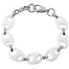 Akzent - Bracciale in acciaio INOX e ceramica, 21,5 cm, colore: Bianco/Argento