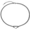 JewelryWe Collana a forma di cuore da donna, catena a maglia barbazzale punk, in acciaio inox, collana cubana, collana girocollo con ciondolo a forma di cuore, catena piatta e chunky per donne e